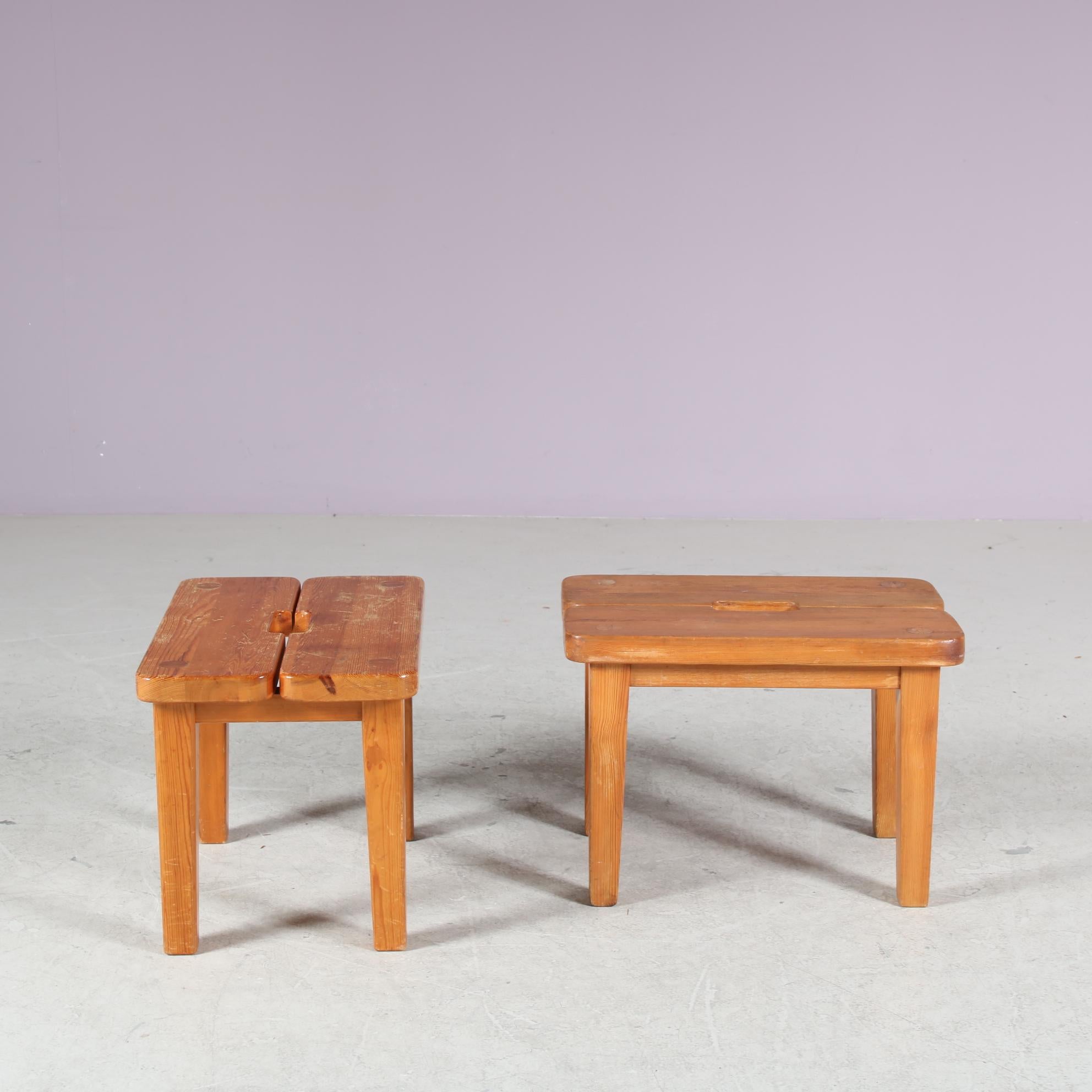 Mid-20th Century Pair of Pine Stools from Sweden, 1940 For Sale