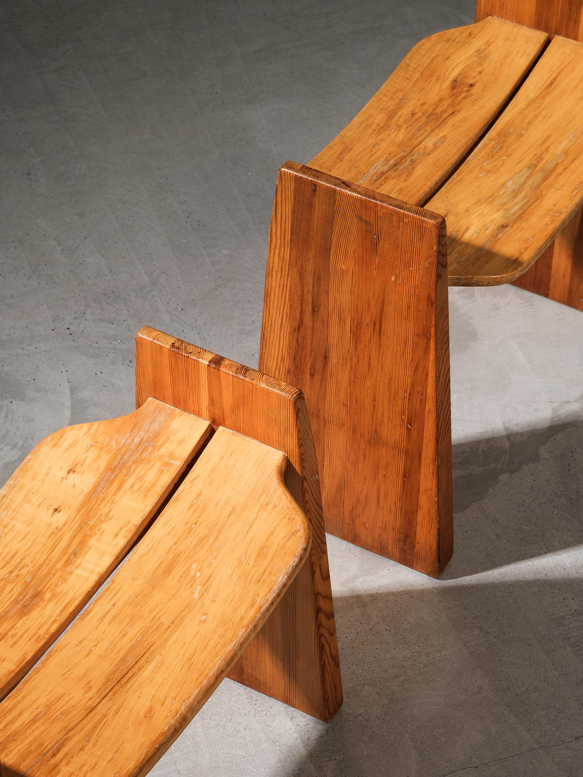 Paire de tabourets en pin Gilbert Marklund, Suède, 1970 en vente 5