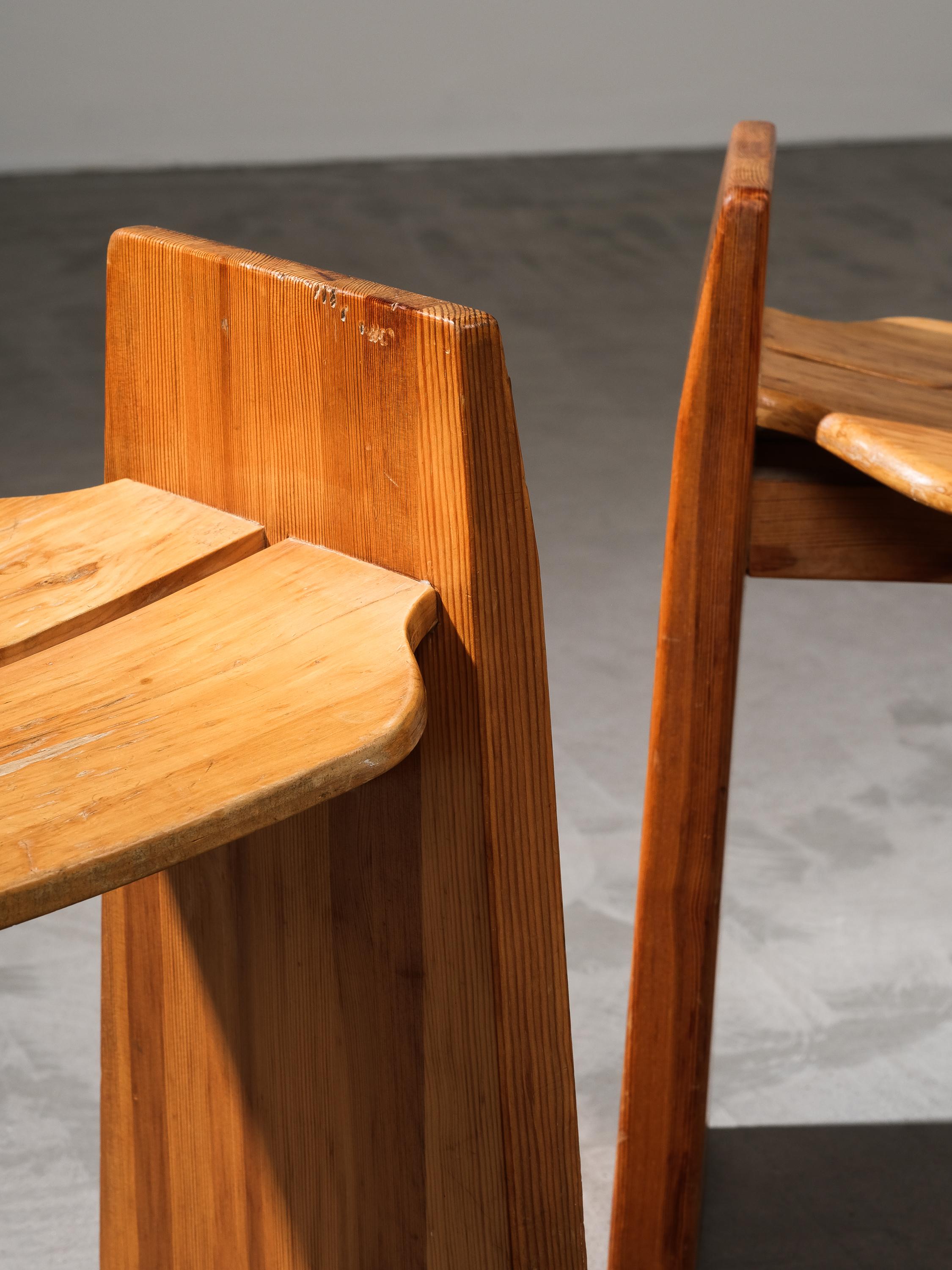 Paire de tabourets en pin Gilbert Marklund, Suède, 1970 État moyen - En vente à Karis, Nyland