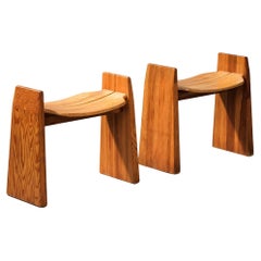 Pair of Pine Stools Gilbert Marklund, Sweden, 1970s