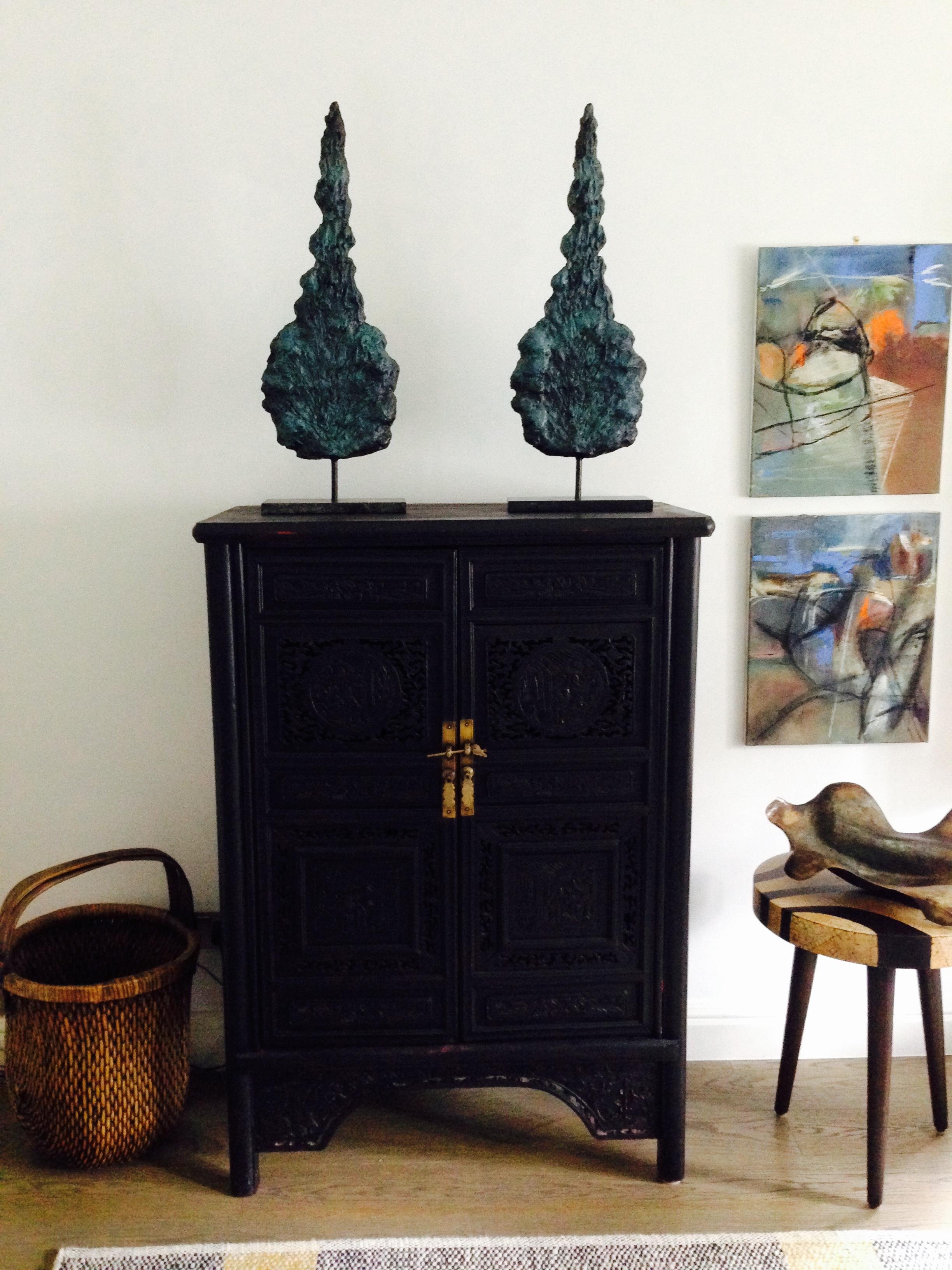 Pair pine trees, bronze, one of a kind In New Condition For Sale In London, GB