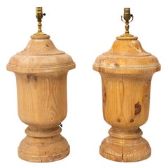 Pair of Pine Urn Form Lamps