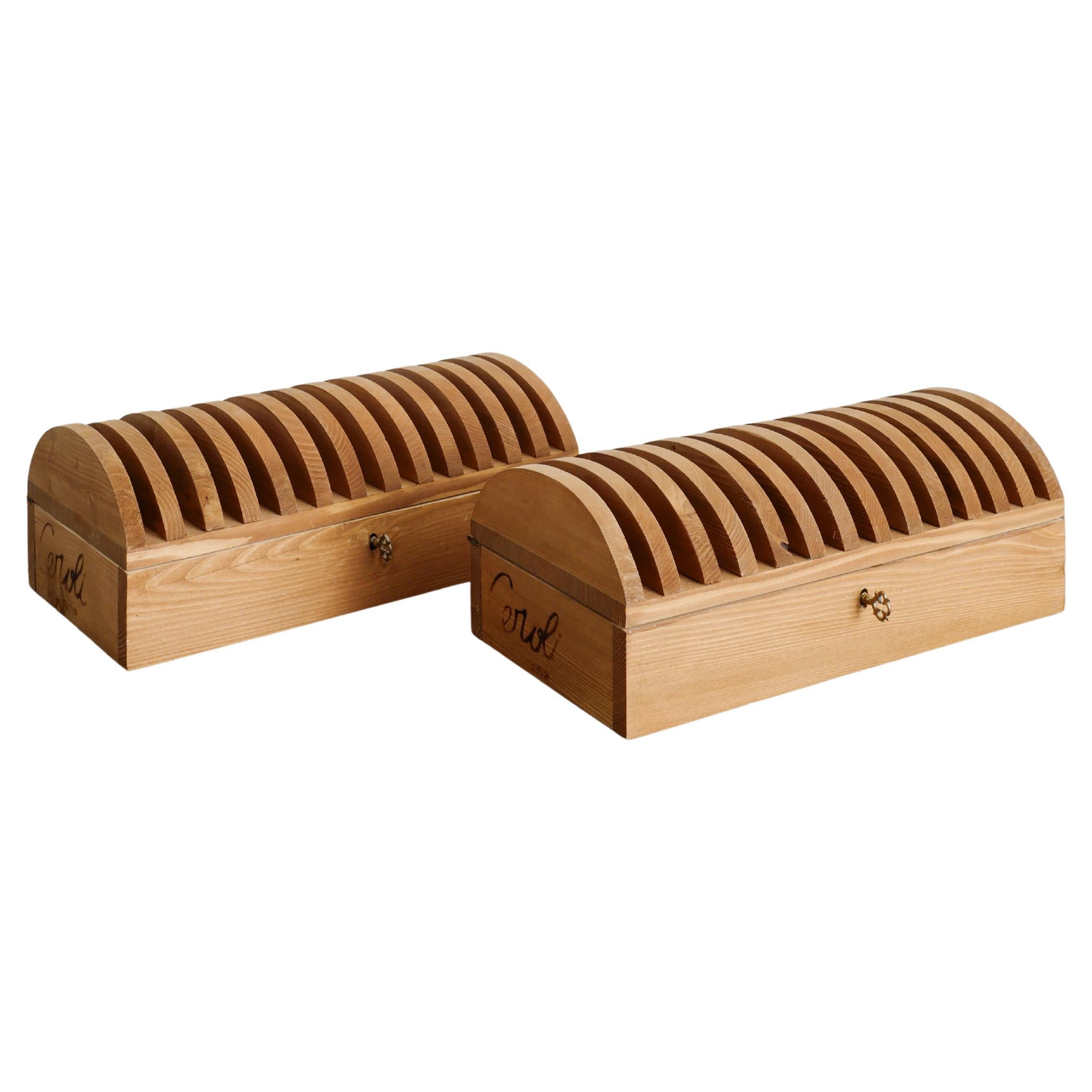 Pair of Pine Wood Boxes by Mario Ceroli 
Poltronova Produced in Italy, 1970s For Sale