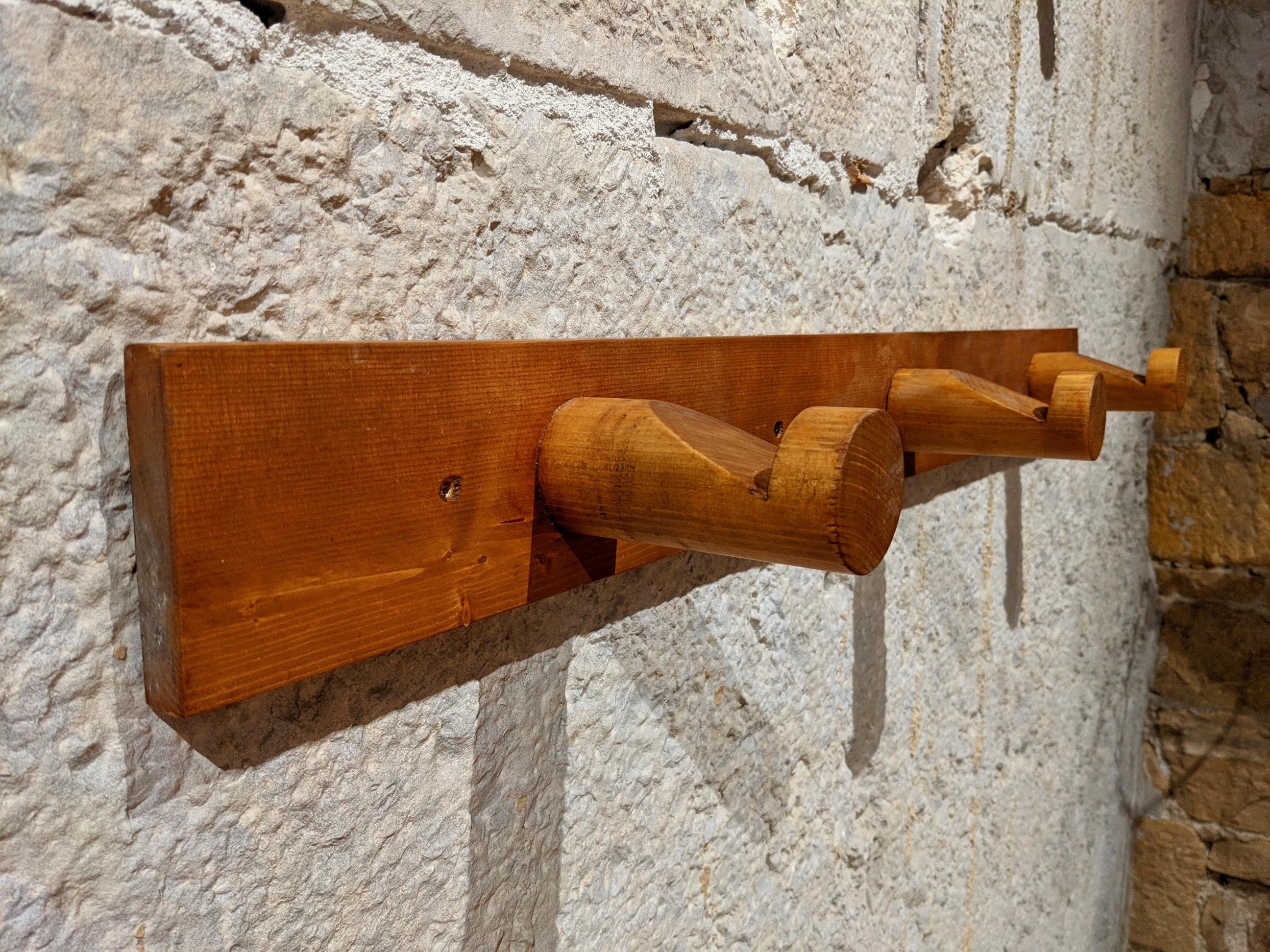 Mid-20th Century Pair of Pine Wood Coat Hooks by Charlotte Perriand for Les Arcs