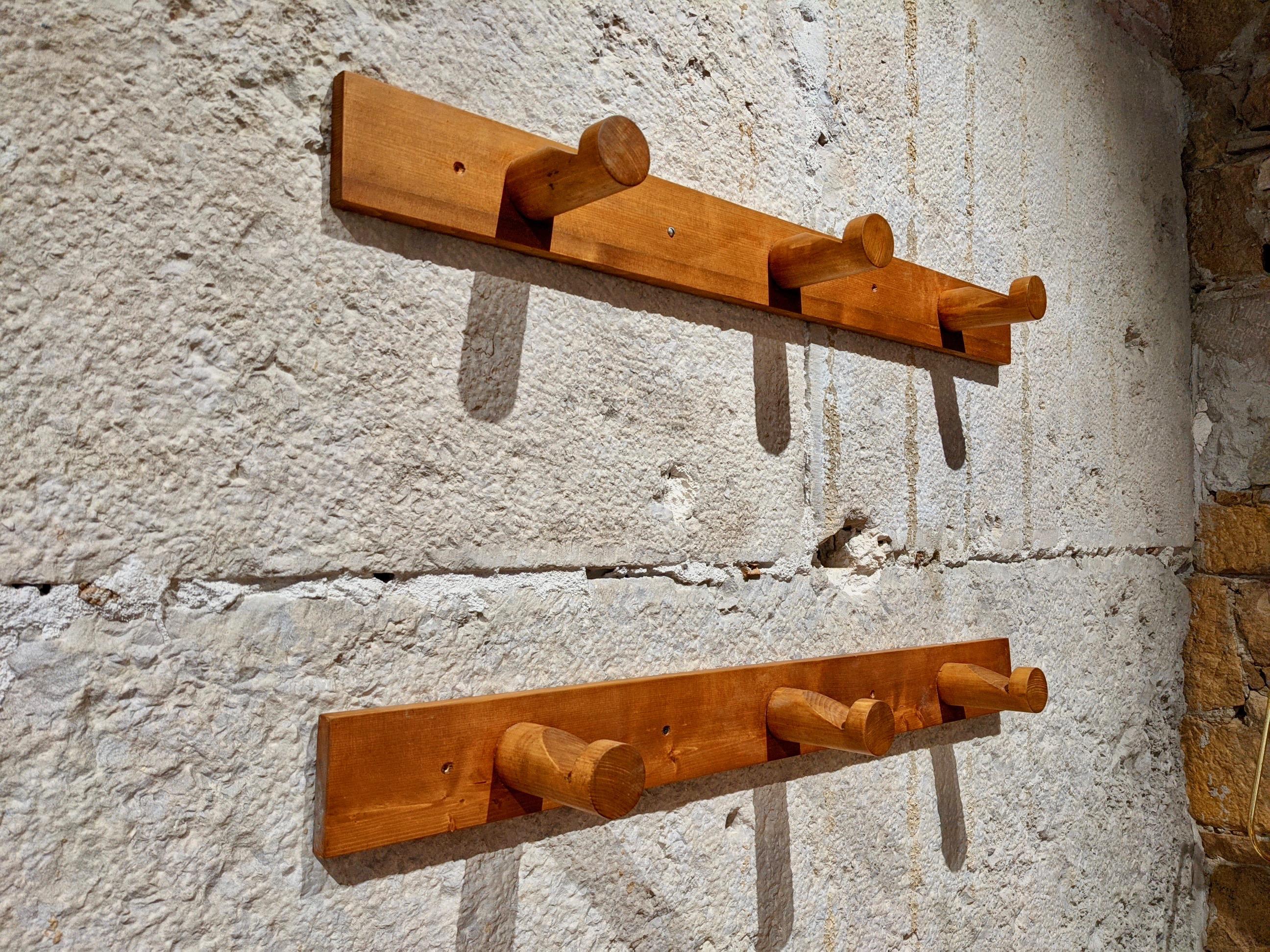 Pair of Pine Wood Coat Hooks by Charlotte Perriand for Les Arcs 1