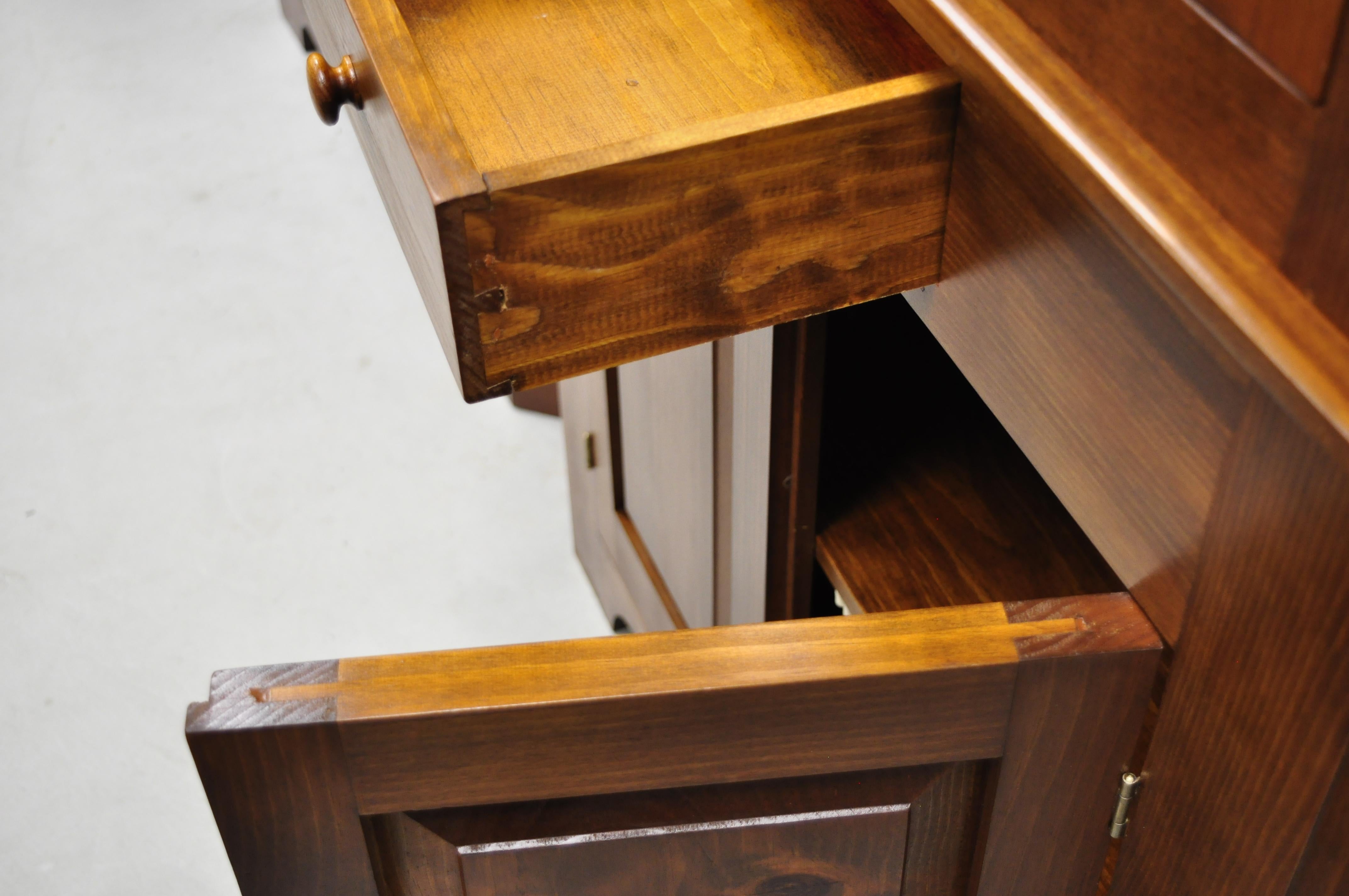 Pair of Pine Wood Colonial Style Corner Cupboard China Cabinets by Tom Seely 2