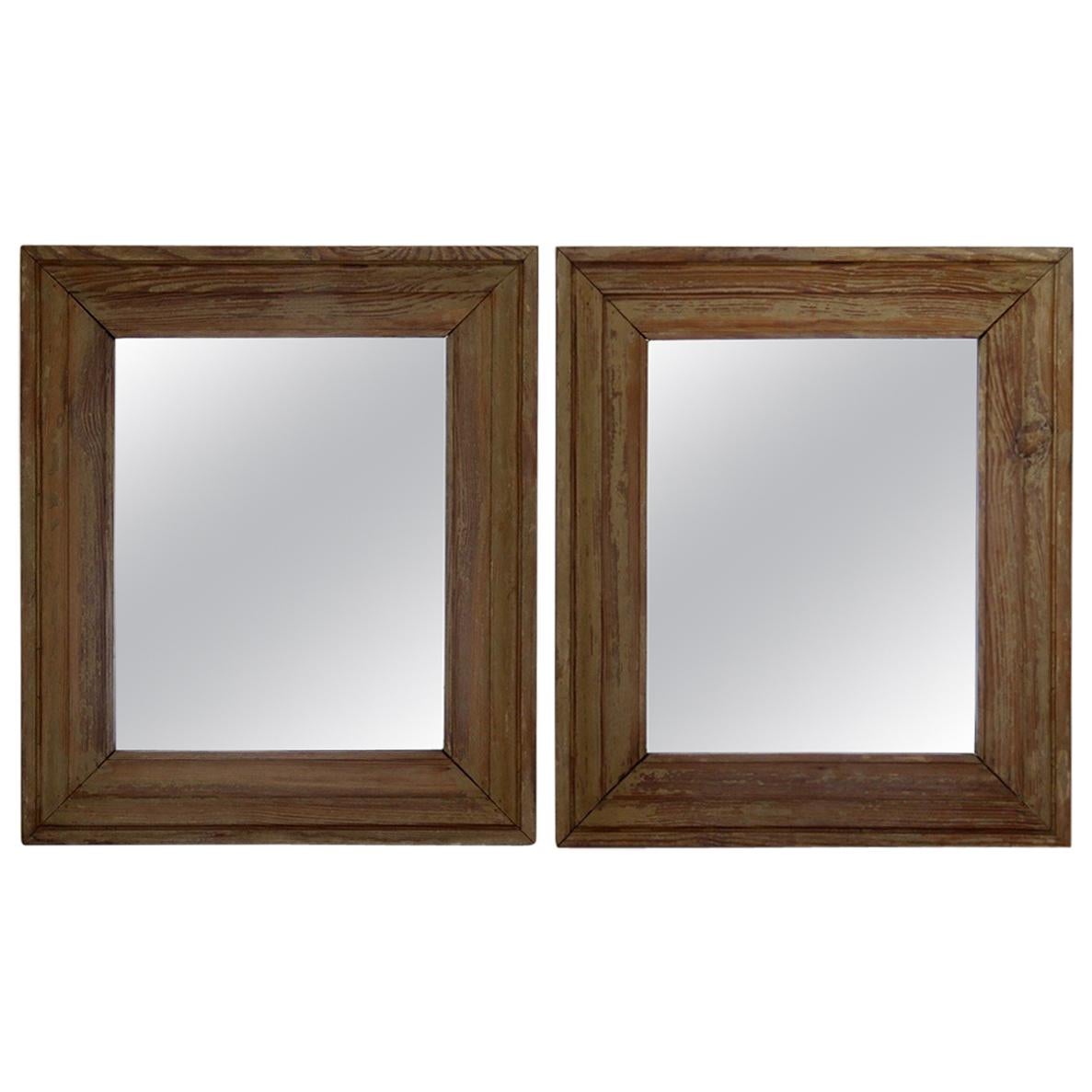 Pair of Pine Wood Mirrors, France, circa 1920s at 1stDibs