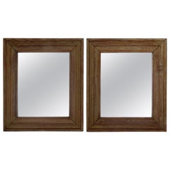 Pair of Pine Wood Mirrors, France, circa 1920s