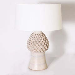 Pair of Pineapple Acanthus Ceramic Lamps, circa 1960