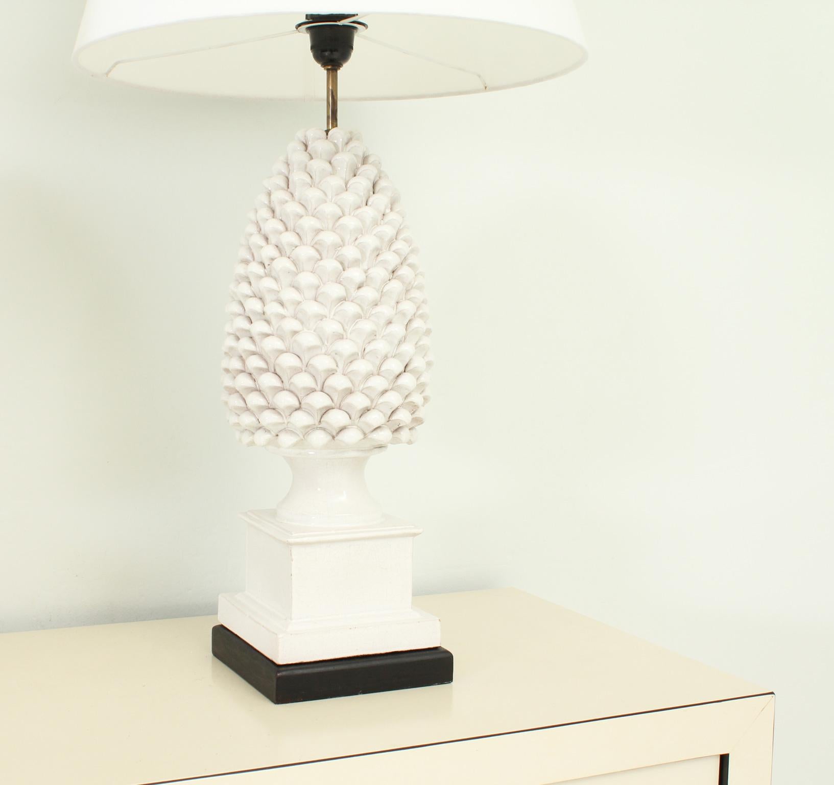 Spanish Pair of Pineapple Ceramic Table Lamps by Antonio Campuzano, Spain, 1960's For Sale