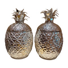 Pair of Pineapple Champagne Buckets, Silver Plate Wine Cooler Holders