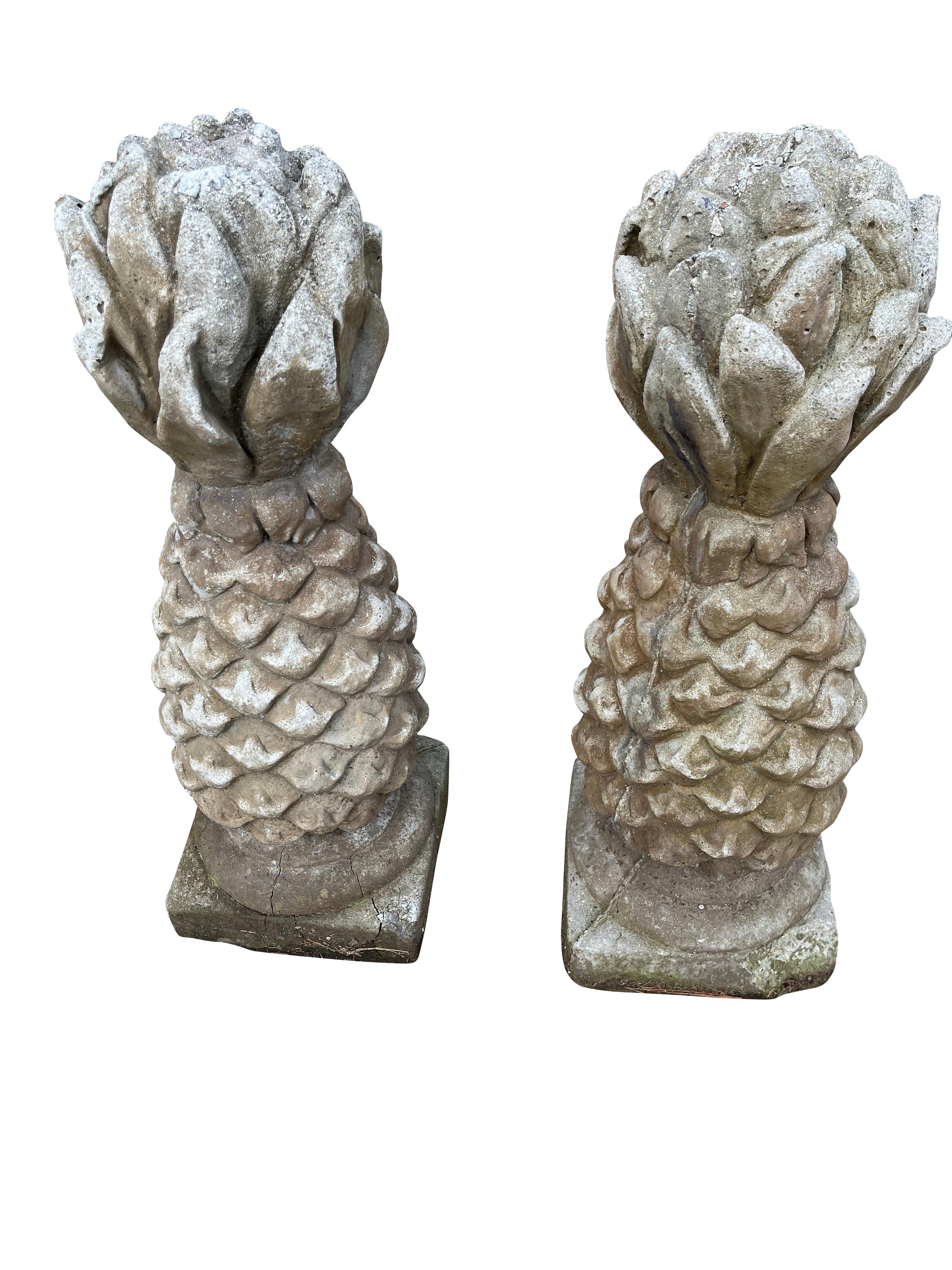 American Pair of Pineapple Garden Finials For Sale