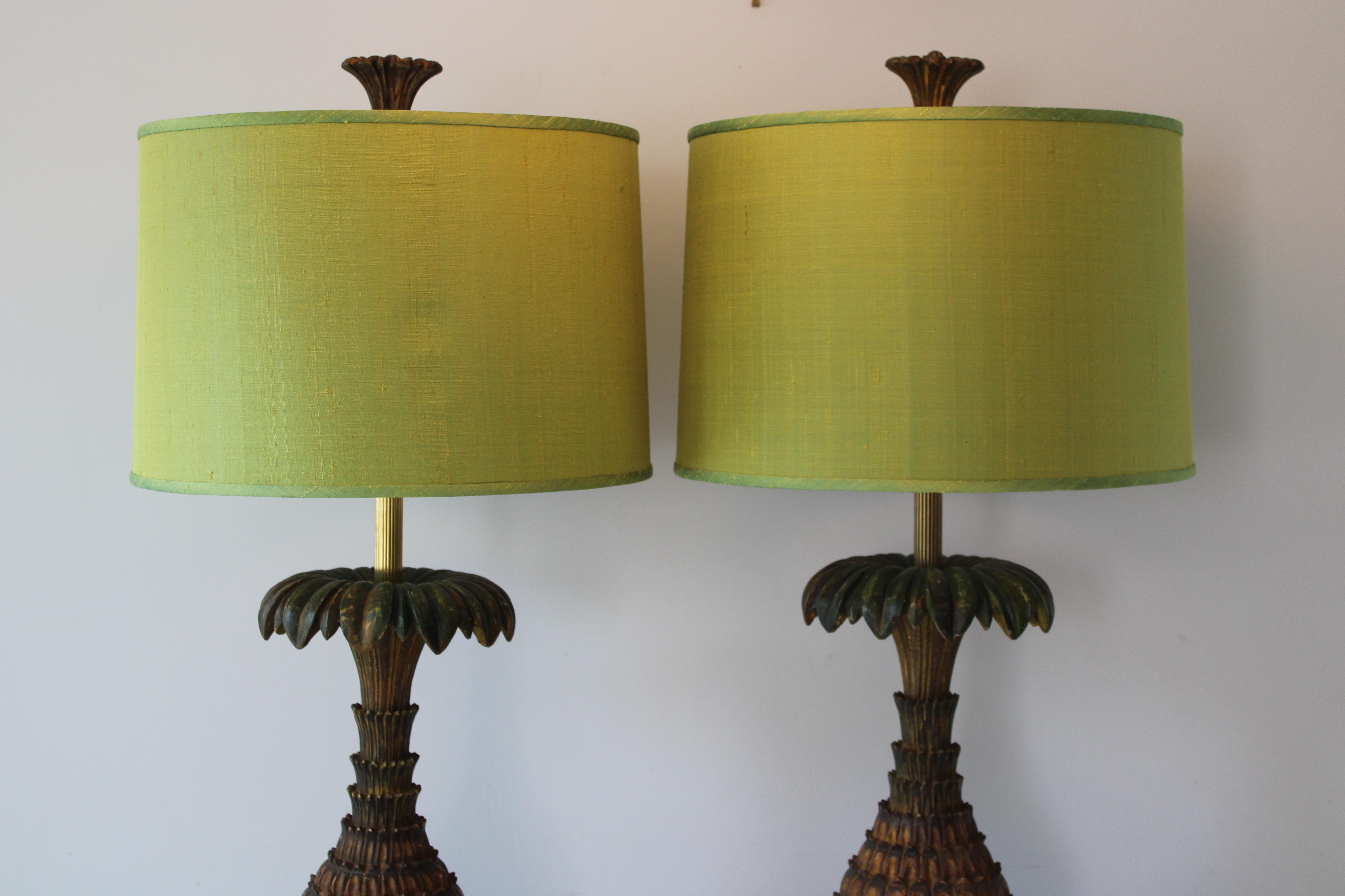Organic Modern Pair of Pineapple Lamps  For Sale