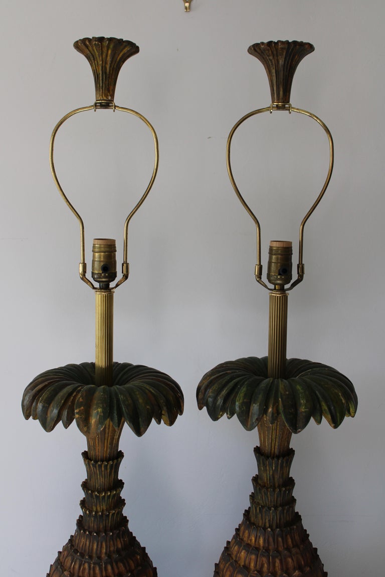 American Pair of Pineapple Lamps  For Sale
