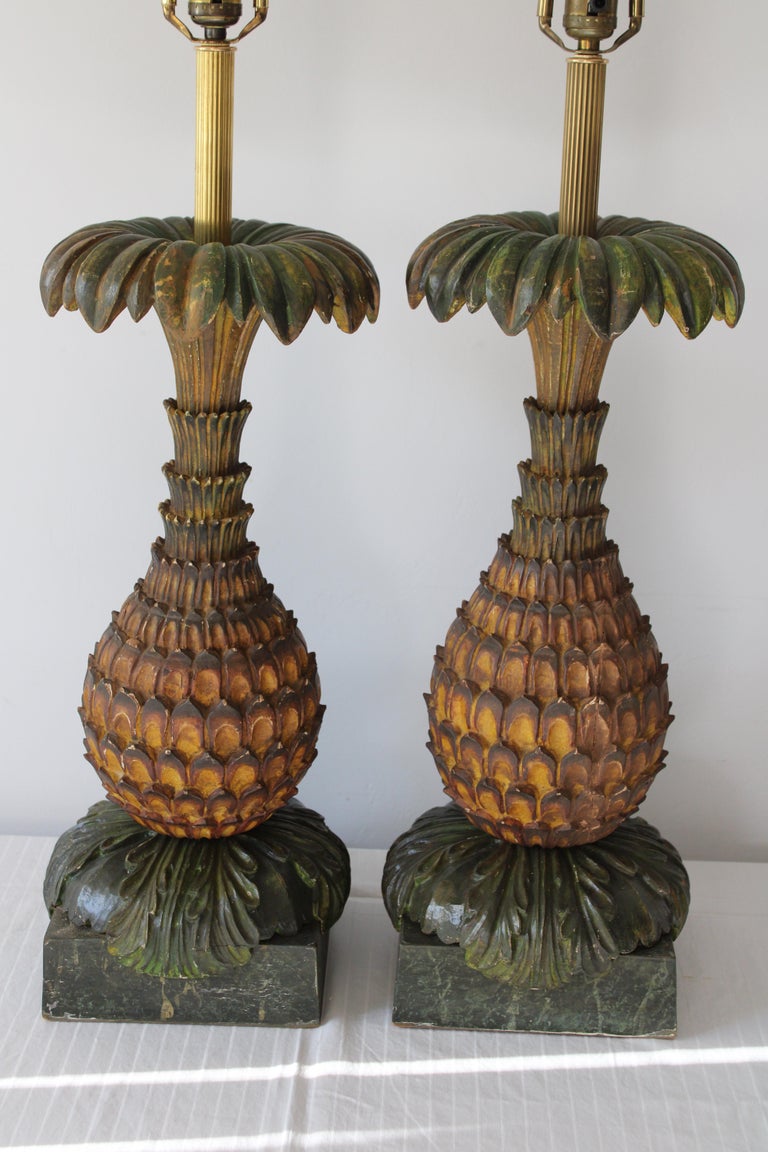 Pair of Pineapple Lamps  In Good Condition For Sale In Palm Springs, CA