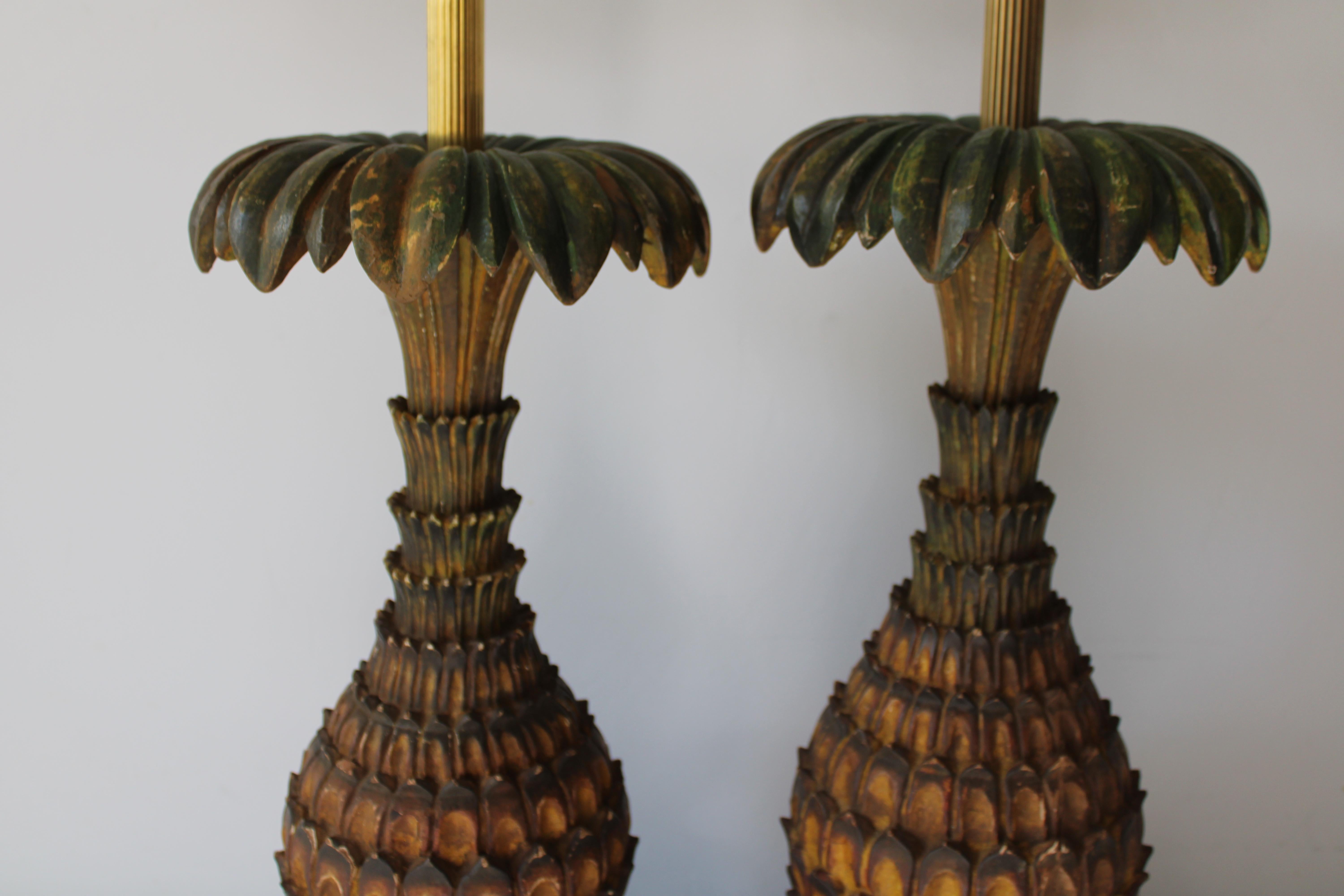 Mid-20th Century Pair of Pineapple Lamps  For Sale