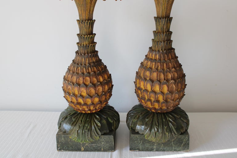 Pair of Pineapple Lamps  For Sale 2