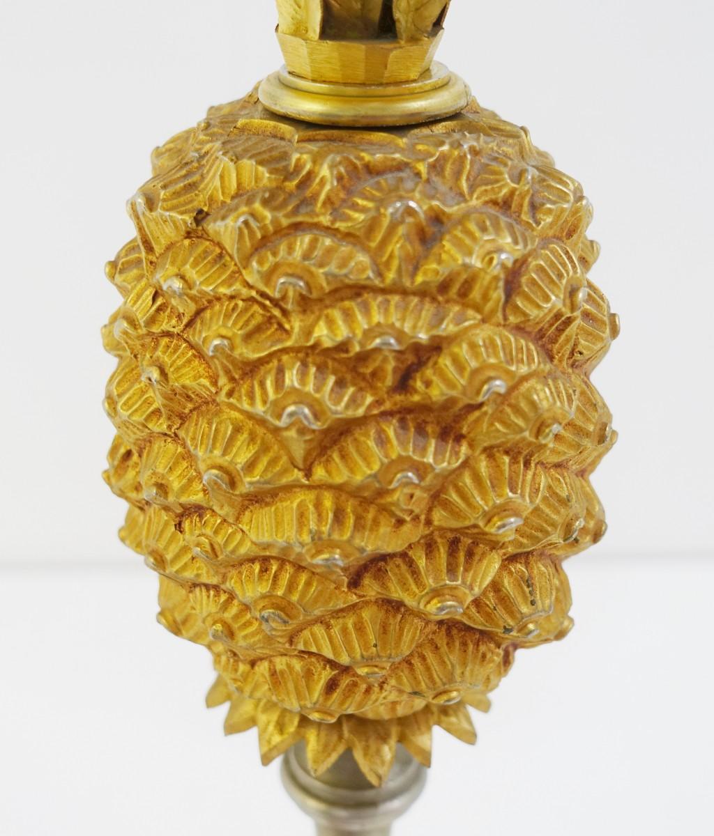 French Pair Of Pineapple Lamps Jansen Style For Sale