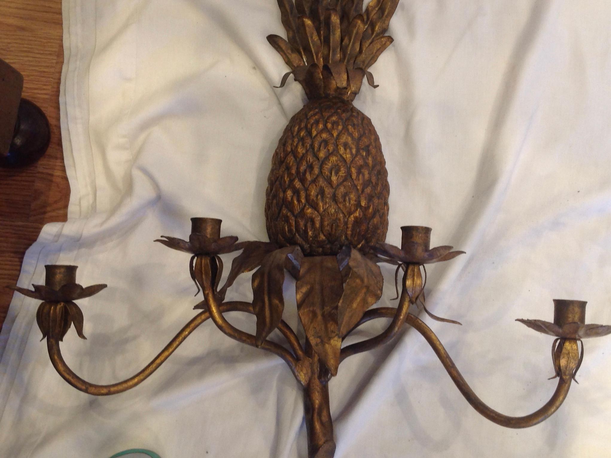 Pair of Pineapple Motif Sconces  5