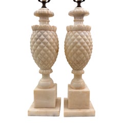 Pair of Pineapple Shaped Alabaster Lamps