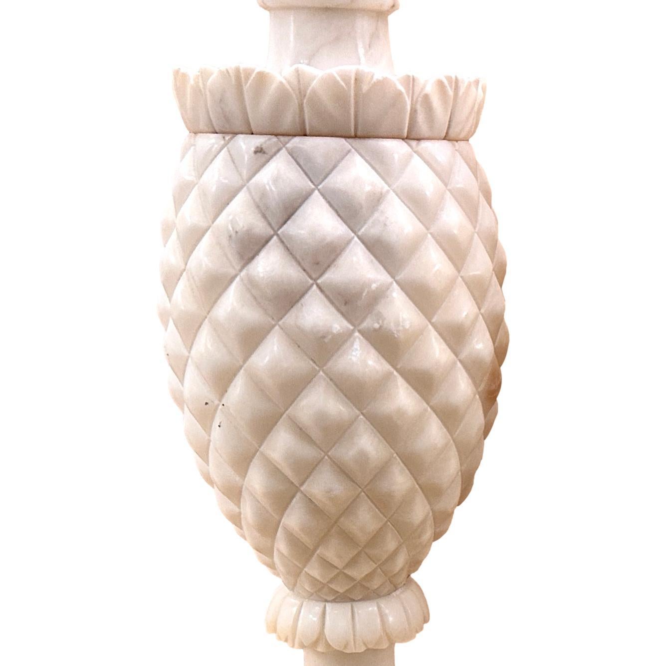 Italian Pair of Pineapple Shaped Alabaster Lamps For Sale