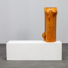 Pareja de esculturas de madera de pino de Ineke van Zuuren, años 70