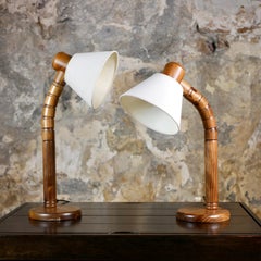 Pair of pinewood table lamps by Solbackens Svarveri, Sweden, 1970s