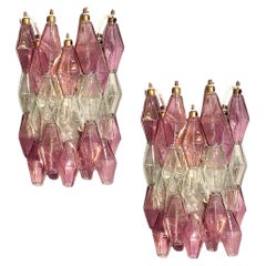 Pair of Pink and Clear Poliedri Sconces Carlo Scarpa Venini Variation, 1980'