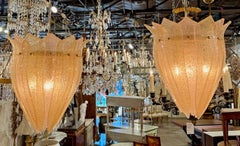 Pair of Pink and Gold "Granola" Murano Glass Pendant Lights