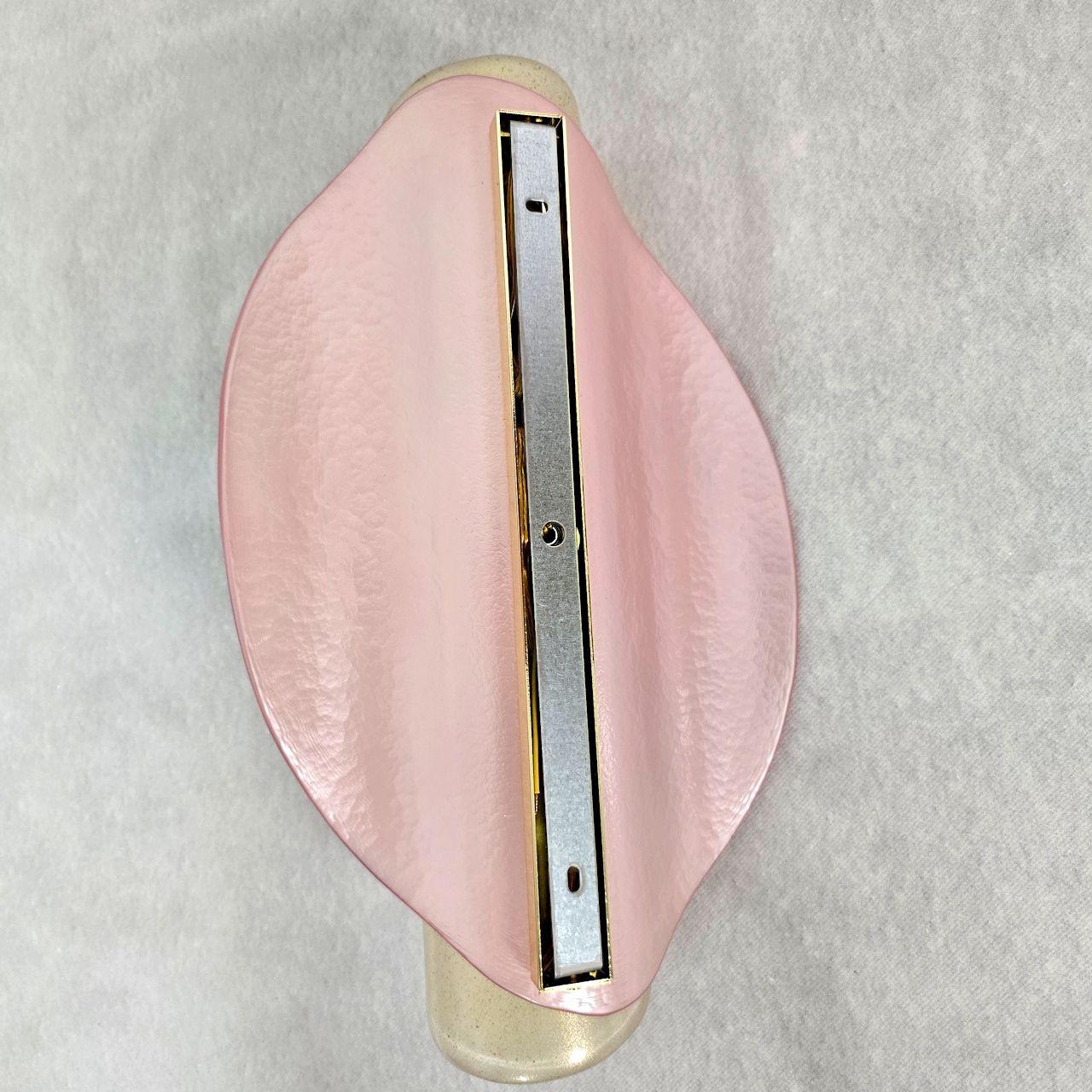 Coppia di appliques in vetro di Murano rosa e oro in vendita 5