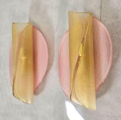 Pair of pink and gold Murano glass sconces