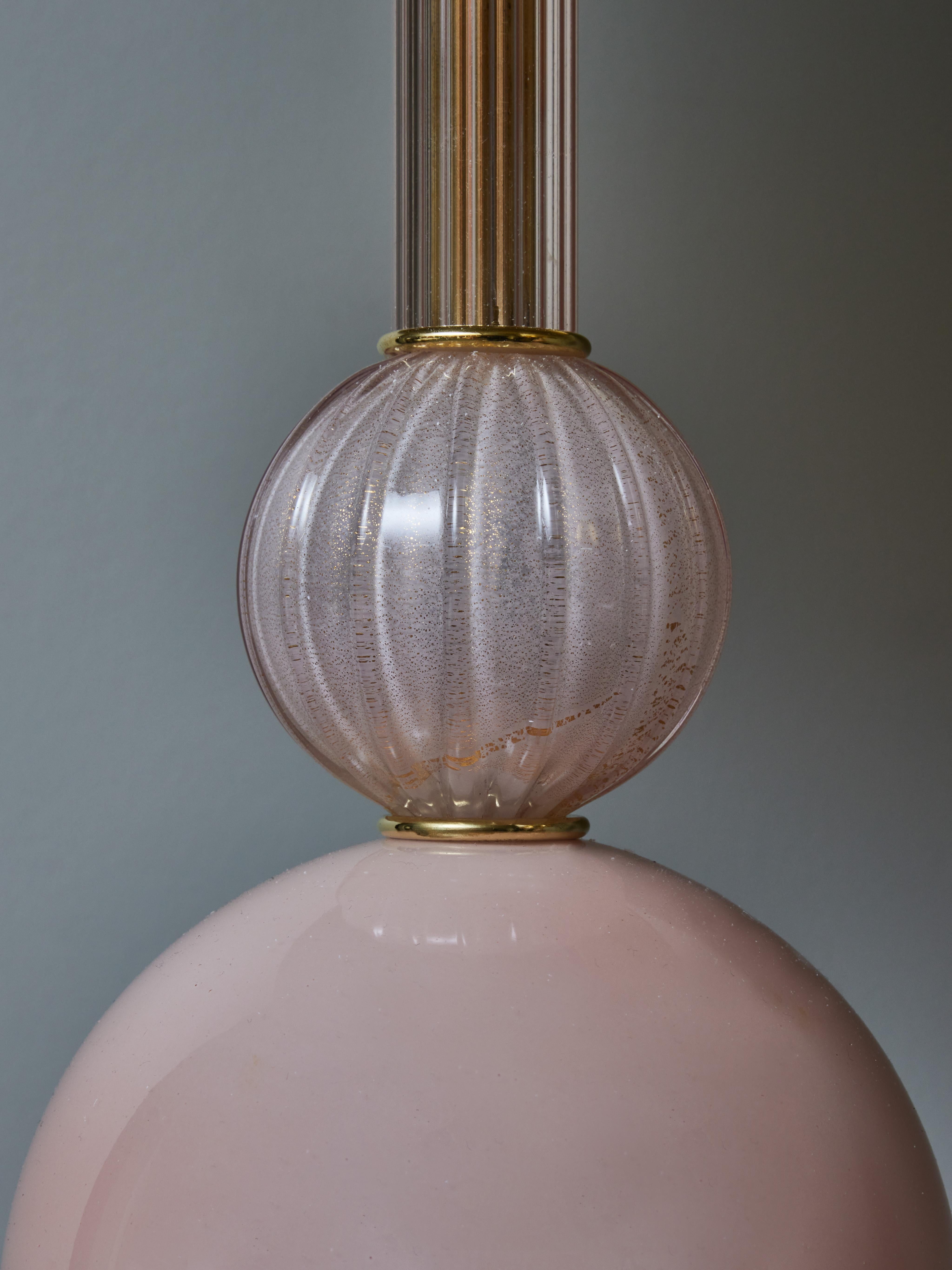 Pair of Pink and Grey Murano Glass Table Lamps In New Condition In Saint-Ouen, IDF