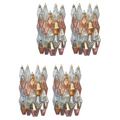 Pair of Pink and Light Blu Poliedri Sconces Carlo Scarpa Venini Variation, 1980'