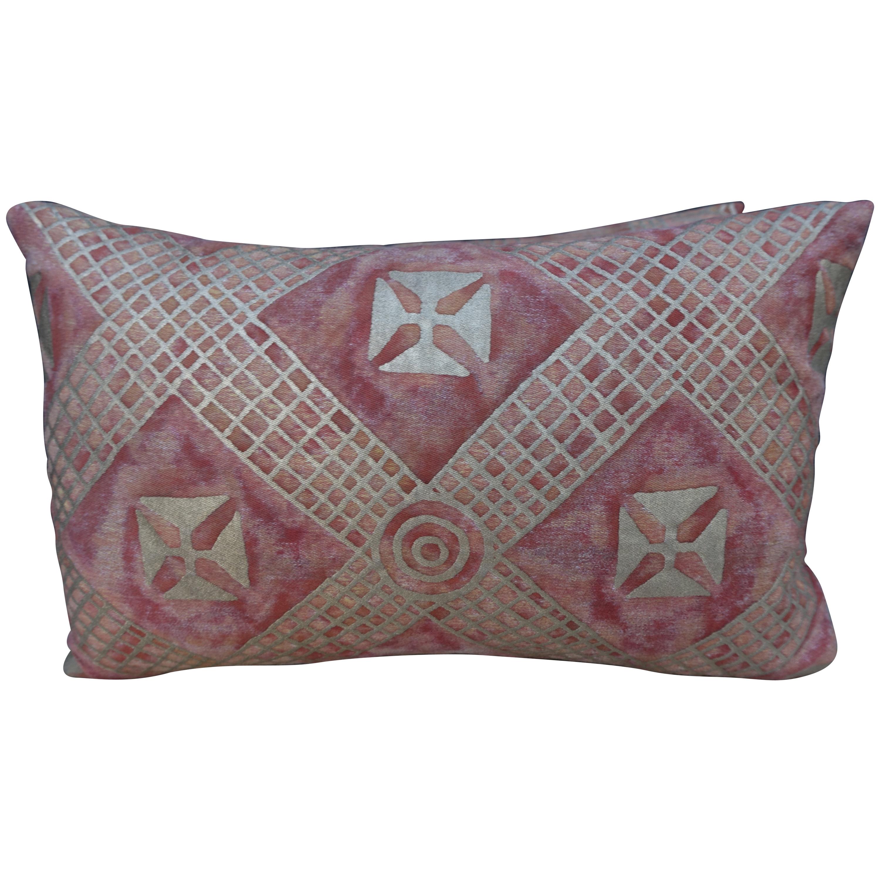Pair of Pink and Silvery Gold Fortuny Pillows