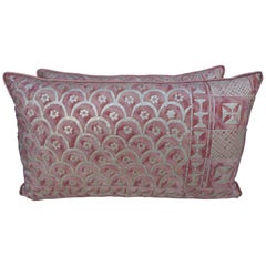 Pair of Pink and Silvery Gold Fortuny Pillows
