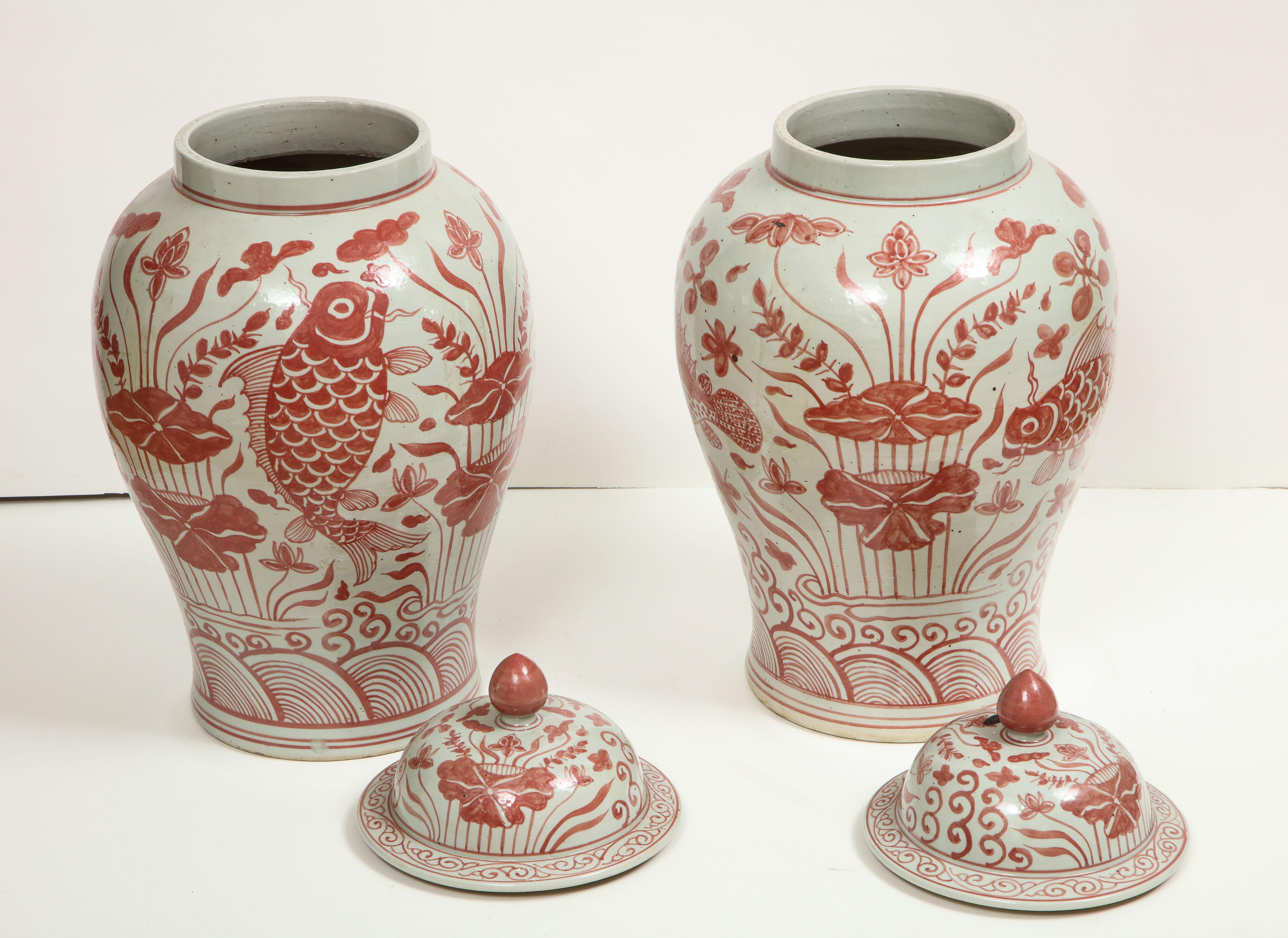 Pair of Pink and White Chinese Jars 7