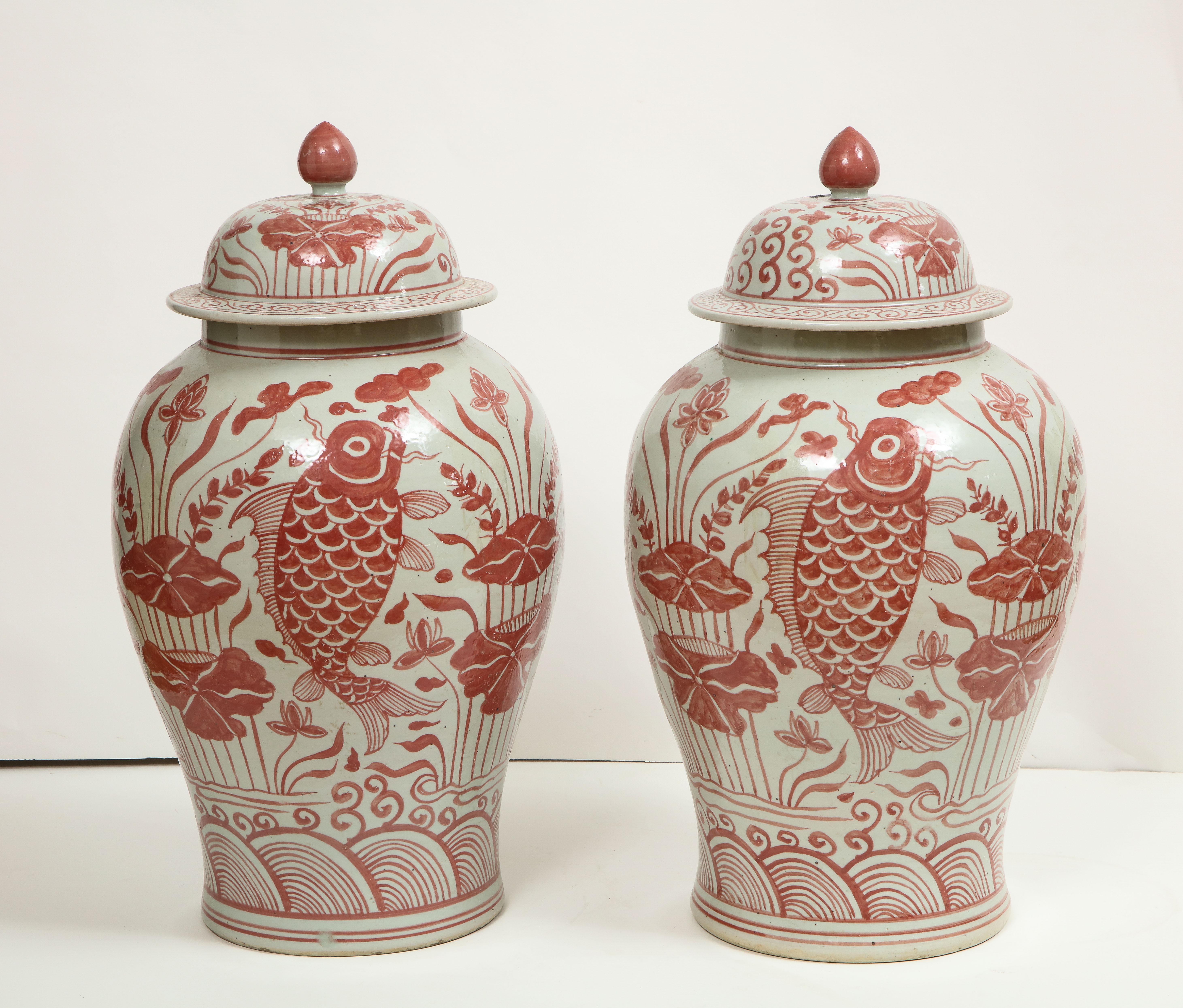 Pair of Pink and White Chinese Jars 4