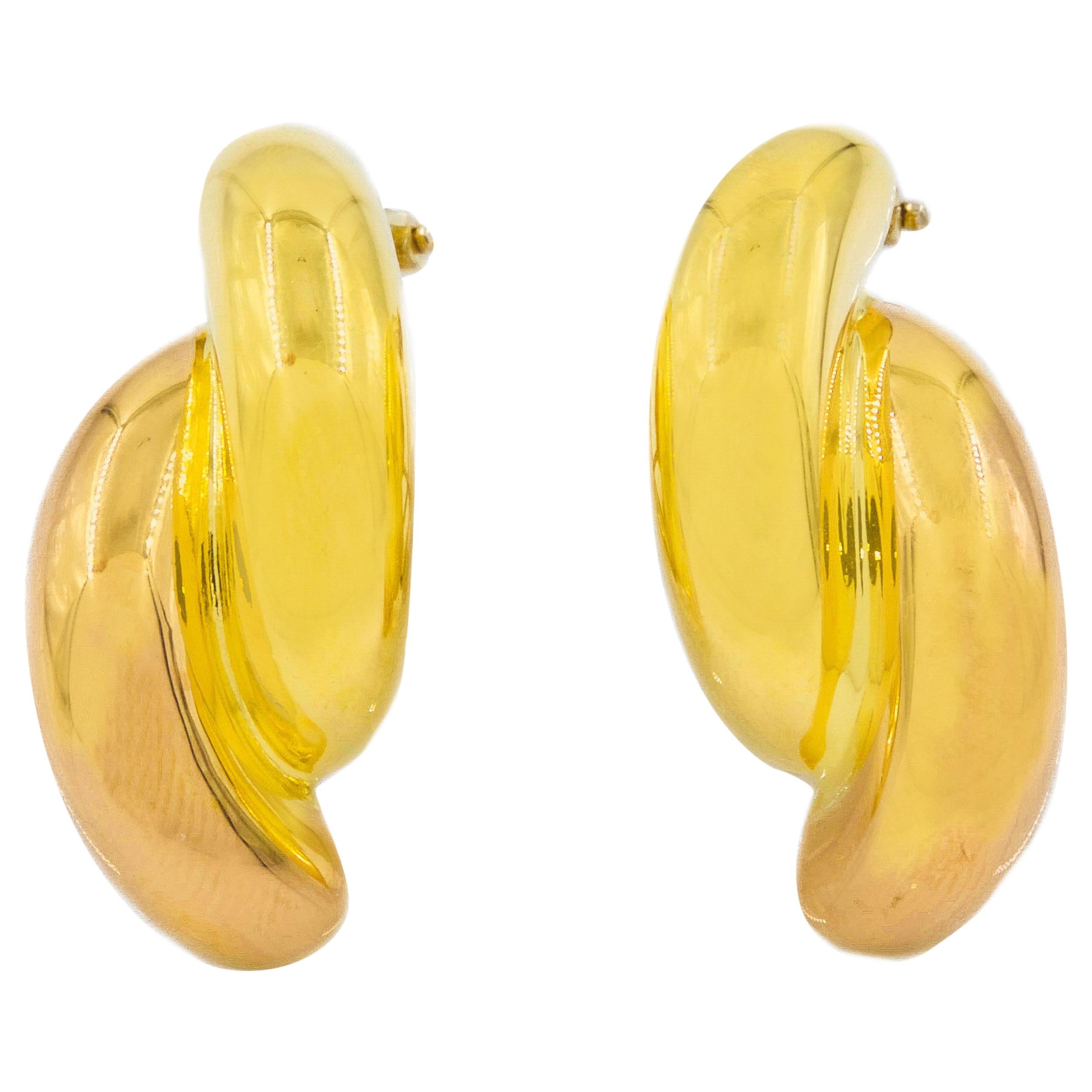 Pair of Pink and Yellow 18k Gold Half-Tube Earrings by Nicolis Cola For Sale