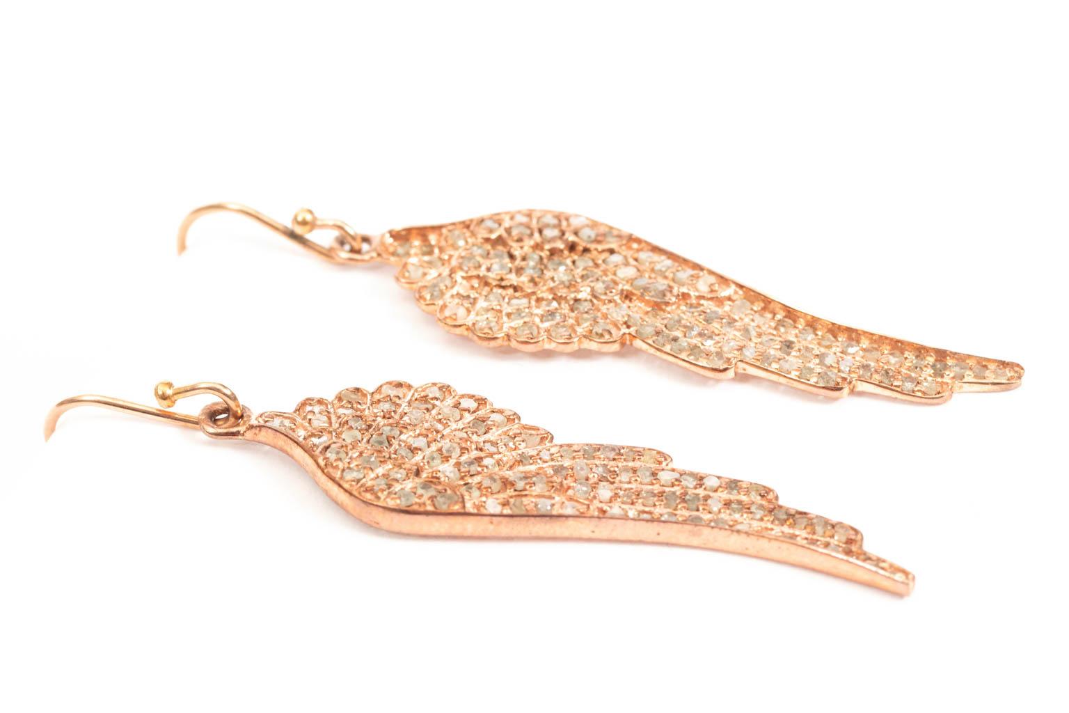 Women's Pair of Pink Angel Wings Earrings For Sale