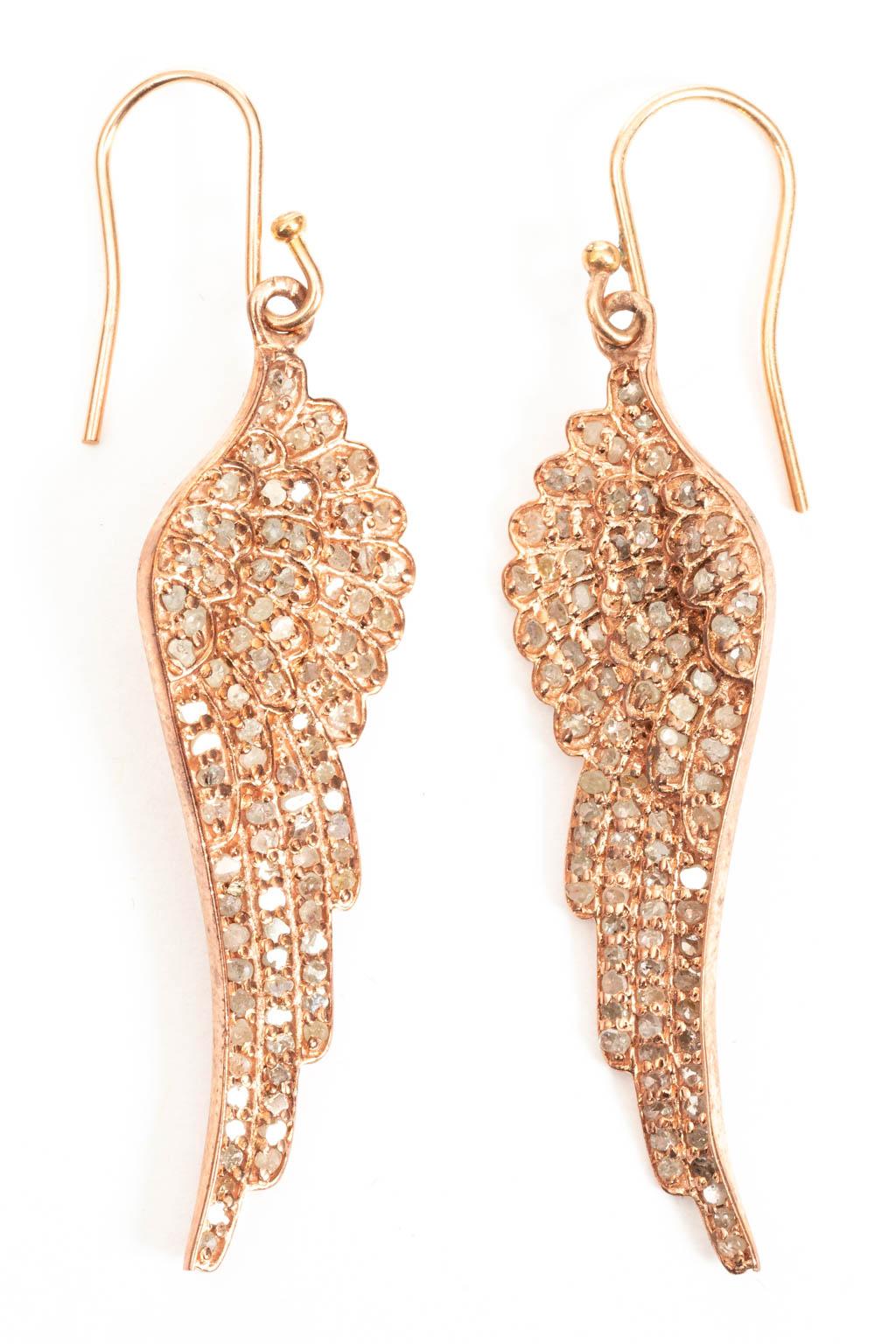 Pair of Pink Angel Wings Earrings For Sale 1