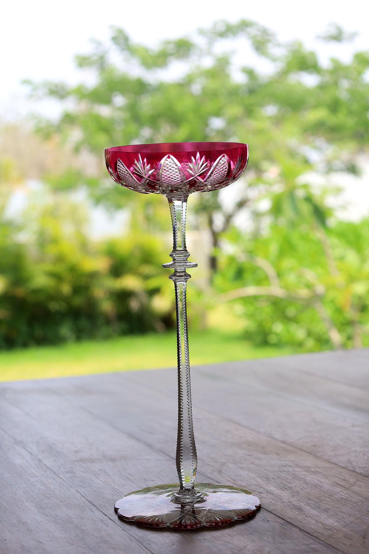 Pareja de Copas de Champán Rosa Baccarat Tsar finales del siglo XX en venta