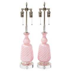 Pair of Pink Barovier Lamps