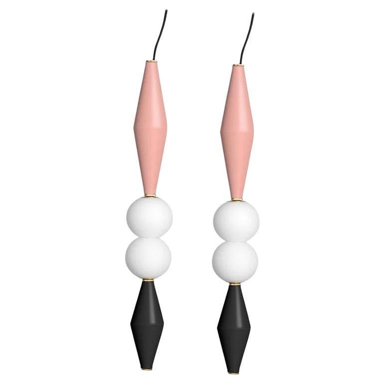 Paar rosa/schwarze Gamma-E-Lampen von Mason Editions