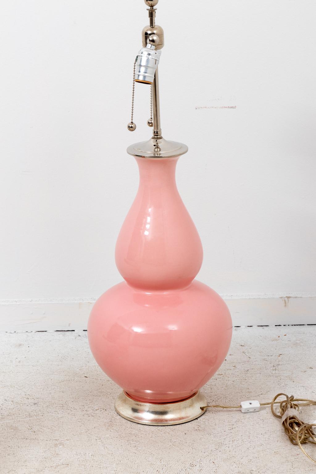 Metal Pair of Pink Christopher Spitzmiller Aurora Shell Table Lamps
