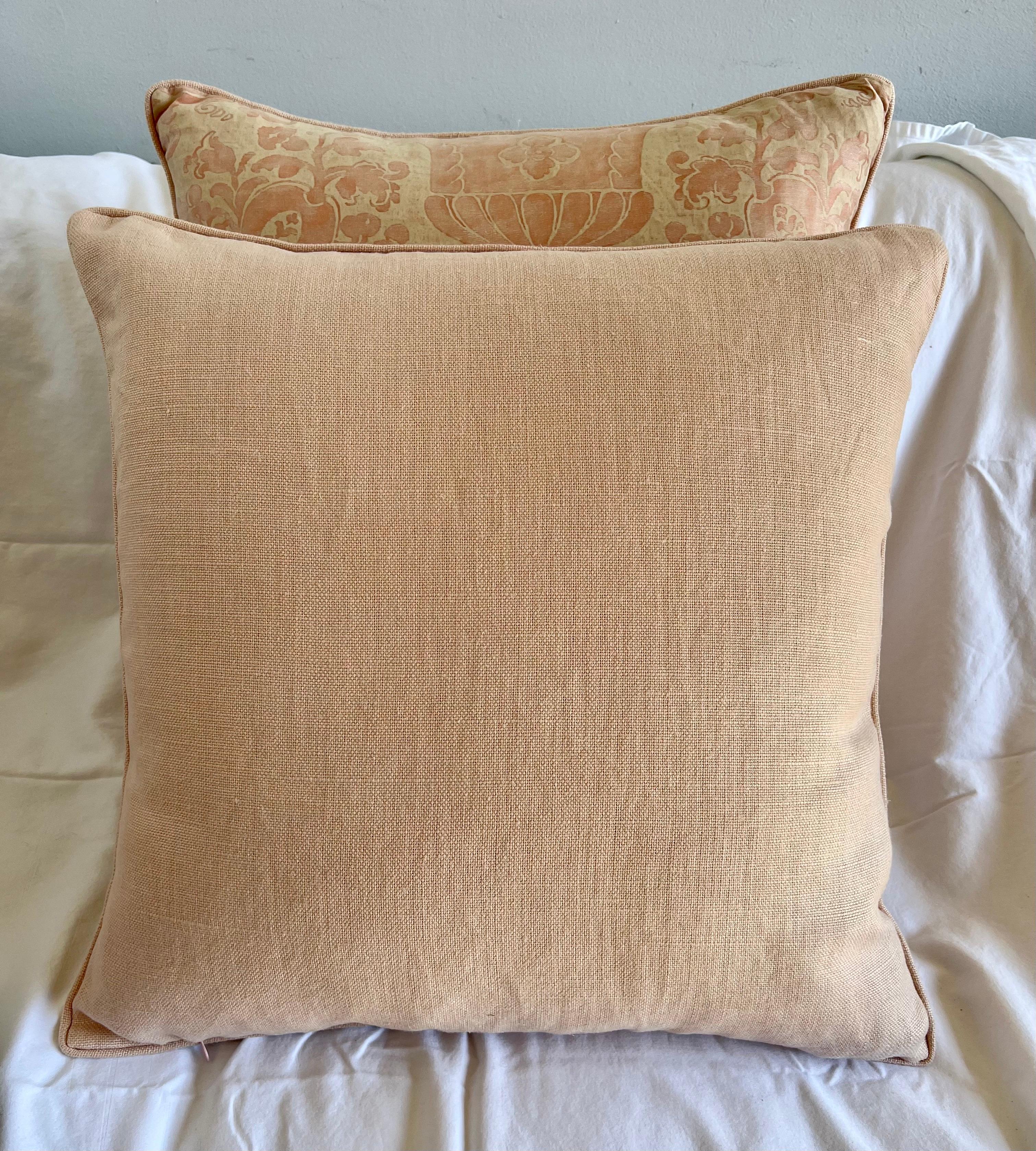 Pair of Pink & Cream Fortuny Pillows 2