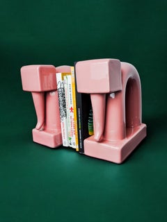 Pair of pink elephants by Guadalupe Coronado, Bookends, ceramic, Spain, 1980