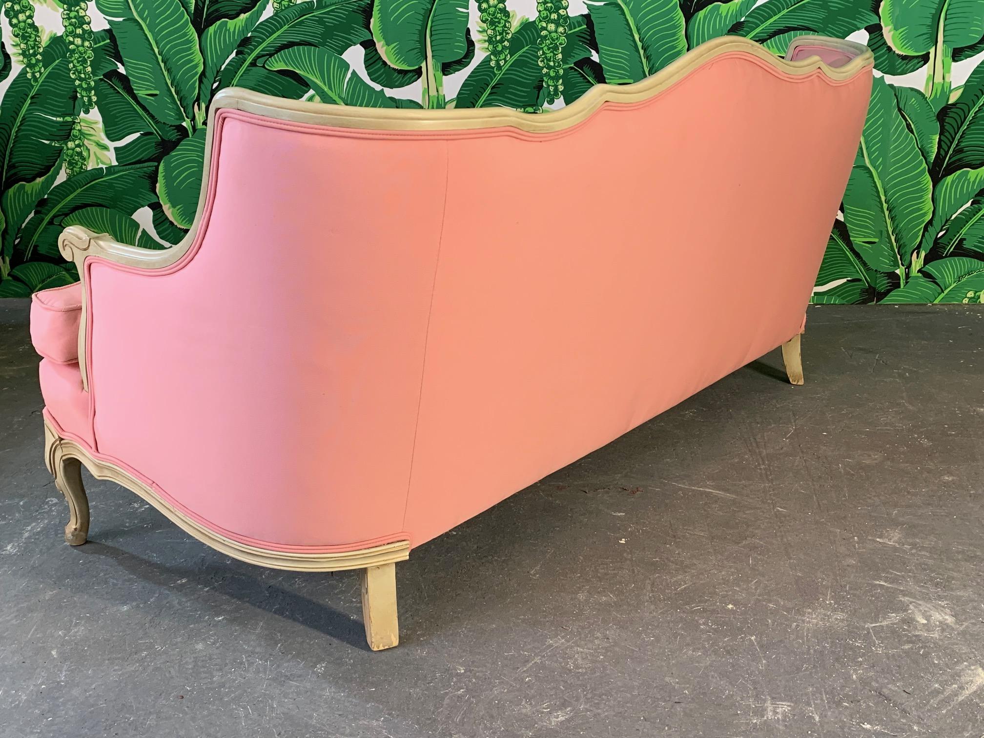 Pair of Pink French Provincial Sofas 1