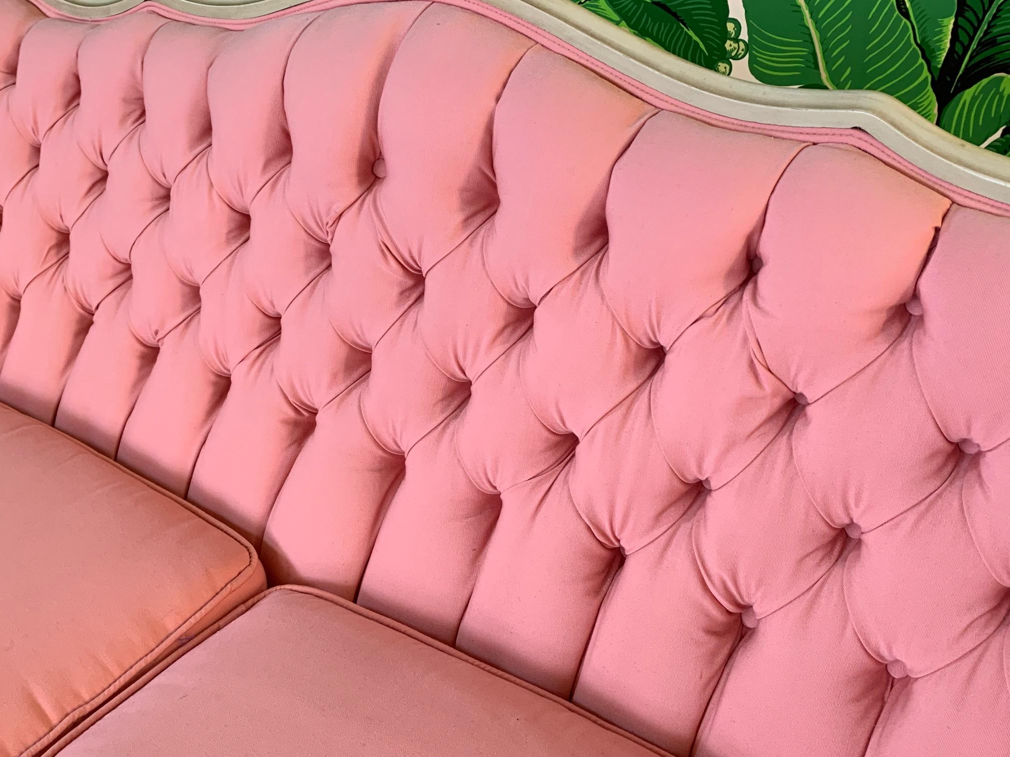 Upholstery Pair of Pink French Provincial Sofas