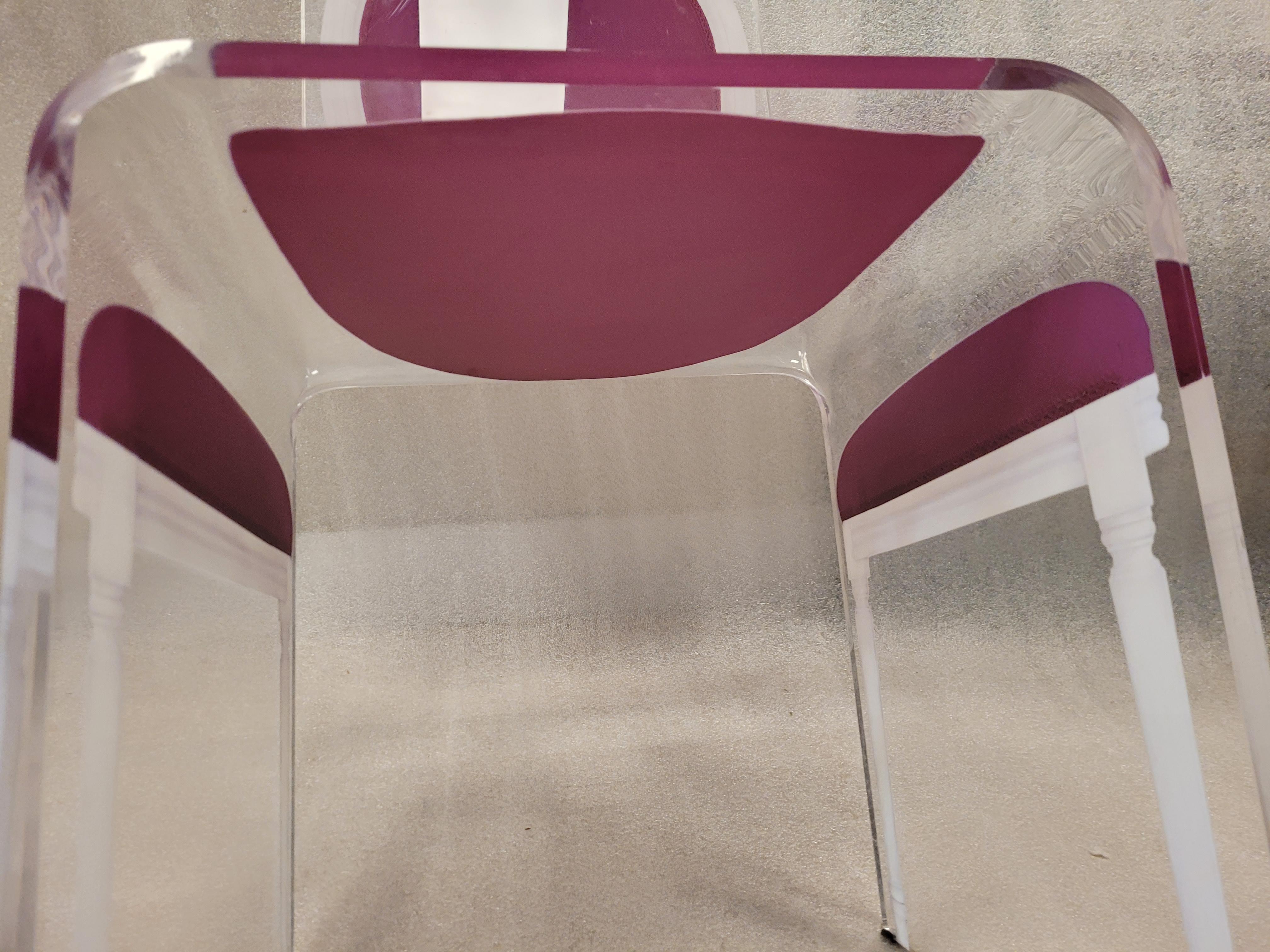 French Pair of Pink  «Ghost» chairs, J.C. de Castelbajac for Acrila, Acrylic glass For Sale