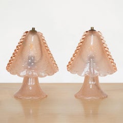 Pair of Pink Glass Lamps by Barovier&Toso